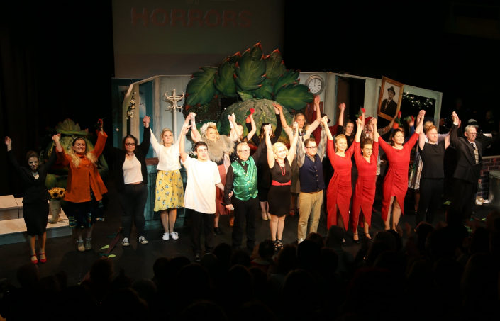 The cast of Little Shop of Horrors taking their final bow